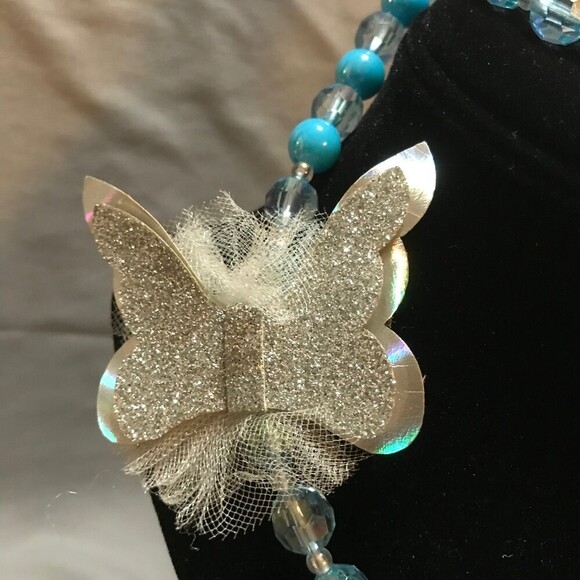 Girls Stretch Butterfly Bead Necklace and Bracelet Set - Picture 2 of 3